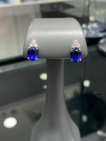 3.85 Karat Pırlanta Safir Küpe